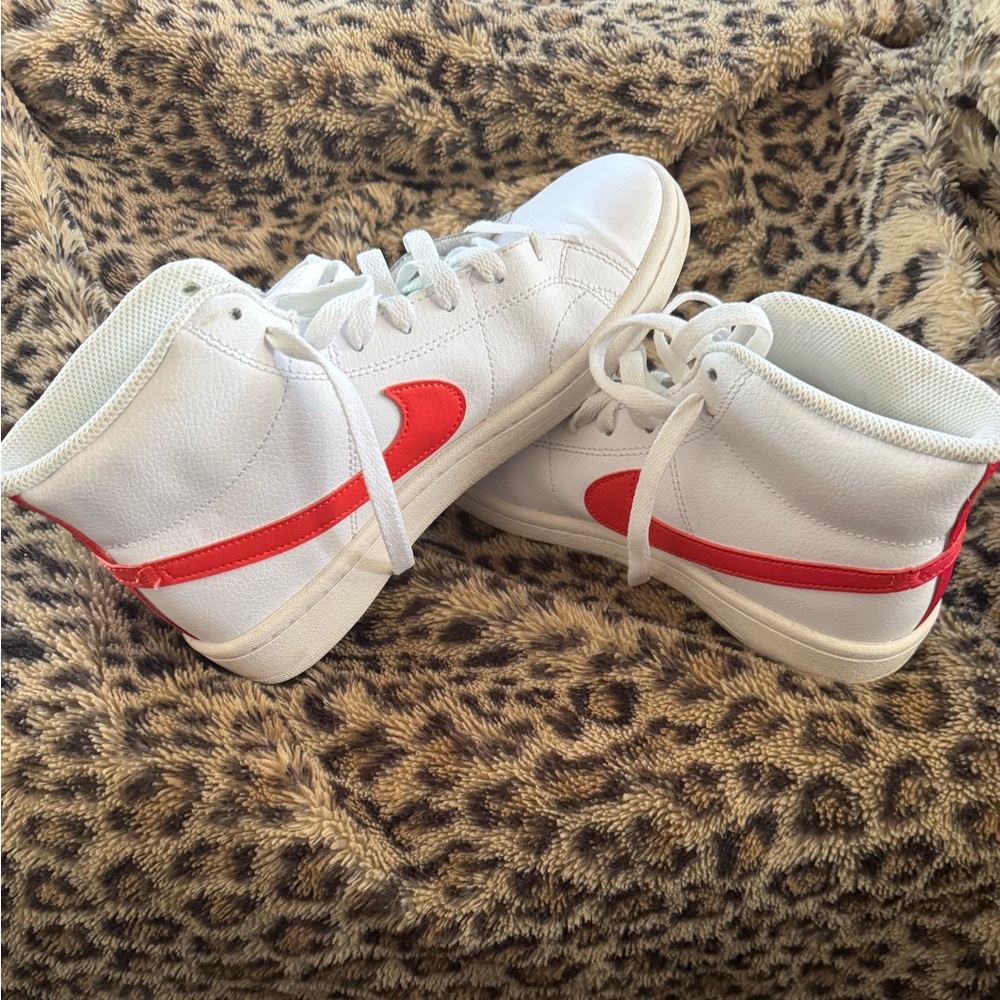 Kids Nike White and Pink High-Top Sneakers
